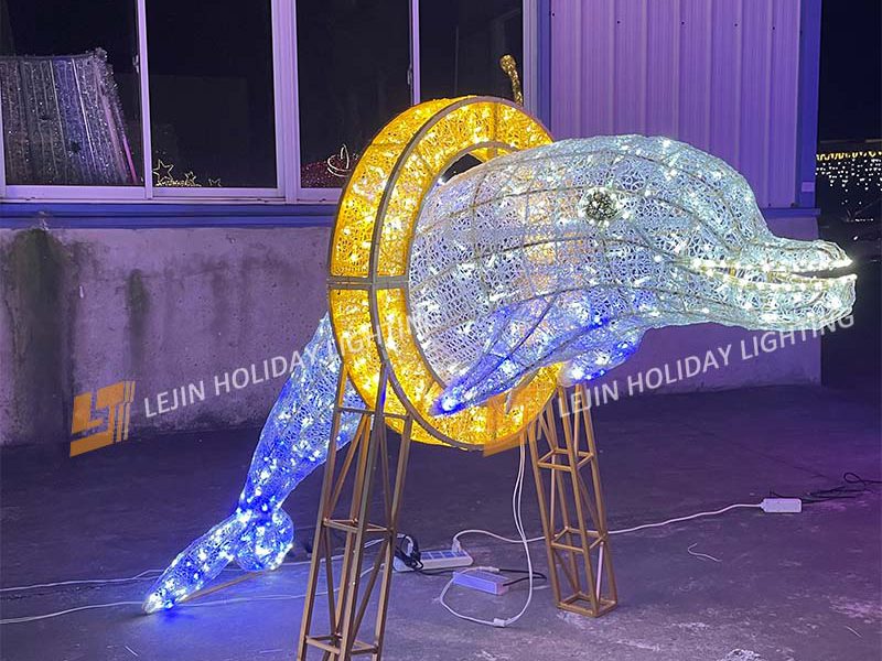 3D large lovely dolphin motif lights for outdoor square decoration motif light