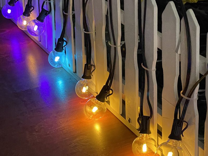 Dimmable and detachable LED G40 multi-color festoon light for courtyard lighting