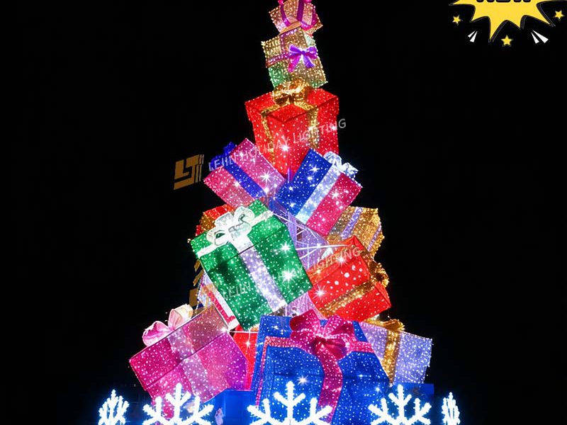 Factory Customized NEW 3D Customized Gift Box Tree Motif Light