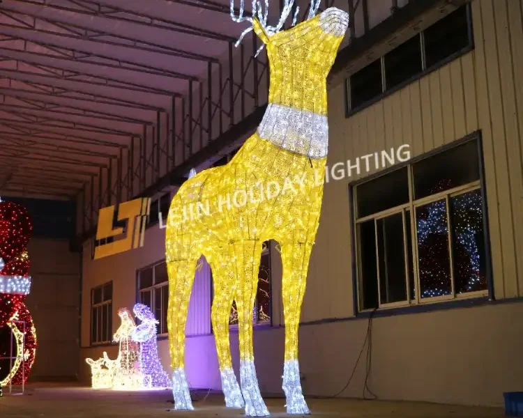 Giant 3D 6m Sika deer motif light decoration with Christmas theme
