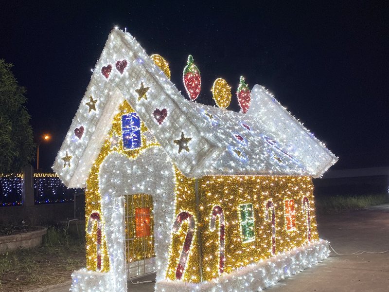 Large 3D 2.5M Christmas candy house motif light decoration for street decoration lamp
