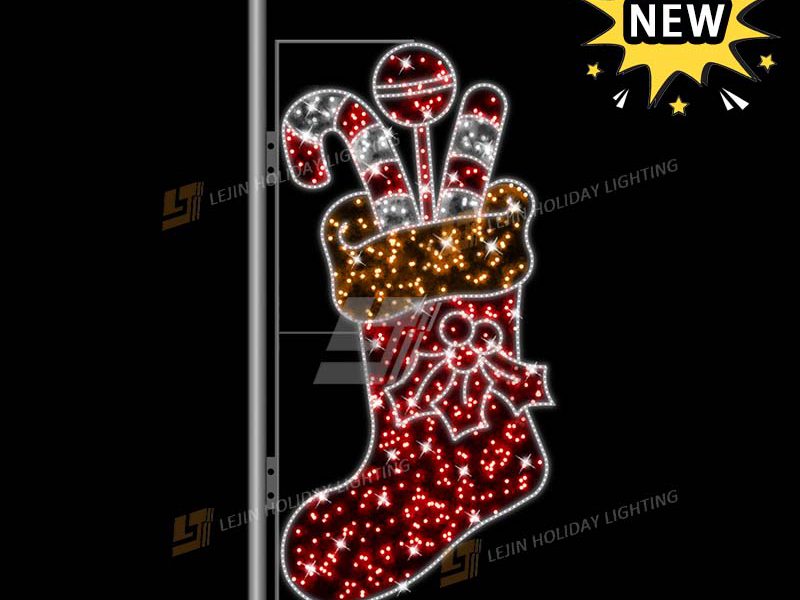 New Design Christmas Stocking Led Pole Motif Light