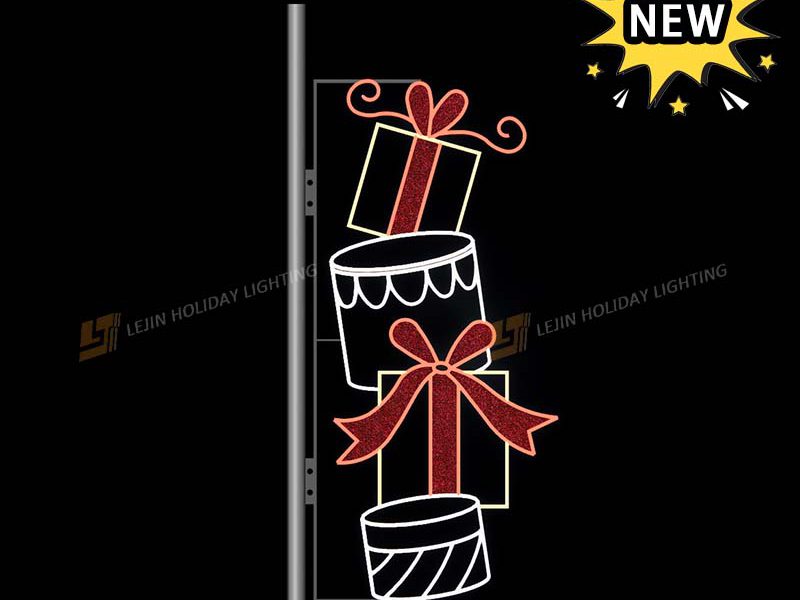 New Design Christmas Gift Box Pole Motif Light