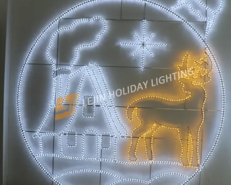 Newly designed 2D deer round ball motif light decoration made in China