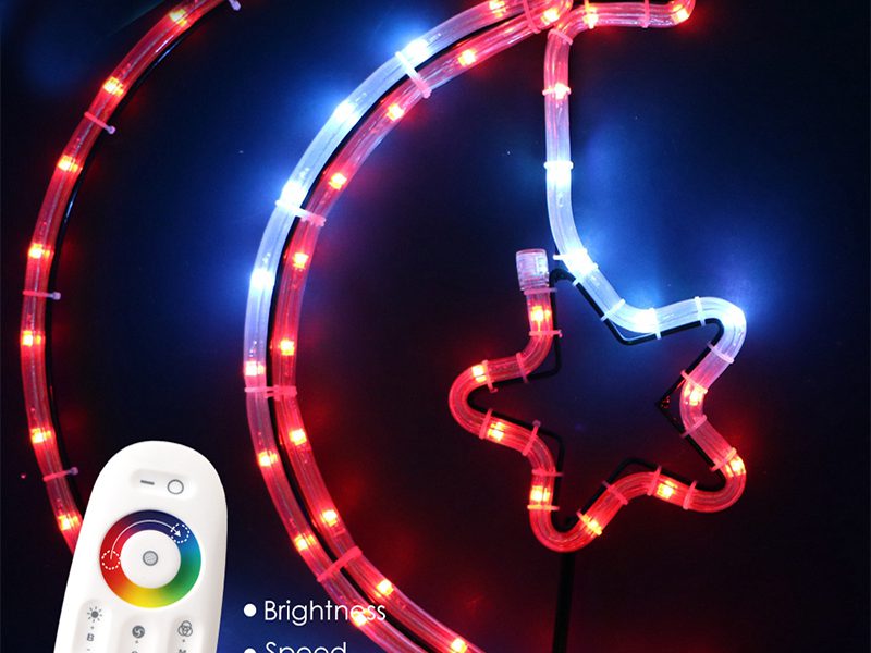 Outdoor decoration 2D smart LED star moon motif light for Ramadan decoration