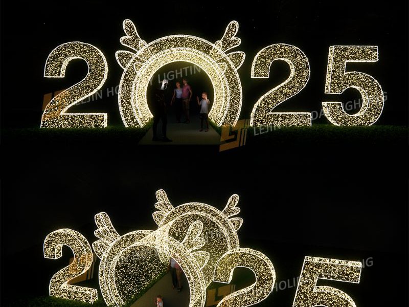 Supply large 3D New year motif lights for outdoor decorative lights