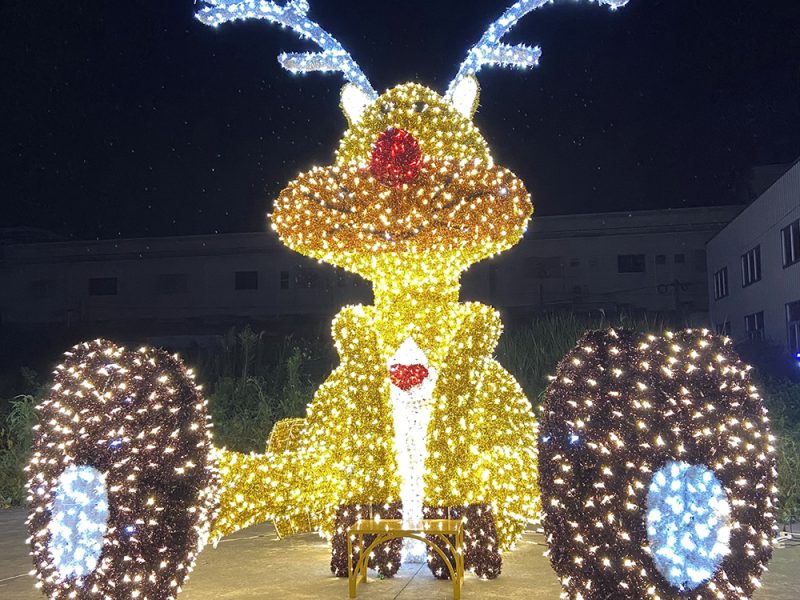 Waterproof large 3D christmas deer LED motif lights for commercial street decoration